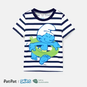 The Smurfs Family Matching Naiaâ¢ Character & Stripe Print Short-sleeve Dresses and T-shirts Sets #1039899