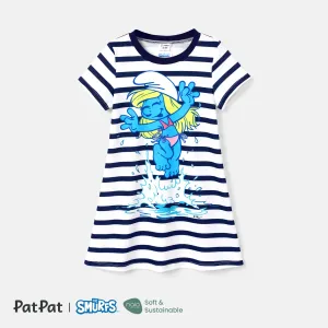 The Smurfs Family Matching Naiaâ¢ Character & Stripe Print Short-sleeve Dresses and T-shirts Sets #1039905