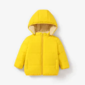 Baby / Toddler Causal Fluff Solid Long-sleeve Hooded Coat #1106606