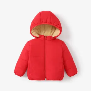 Baby / Toddler Causal Fluff Solid Long-sleeve Hooded Coat #190014