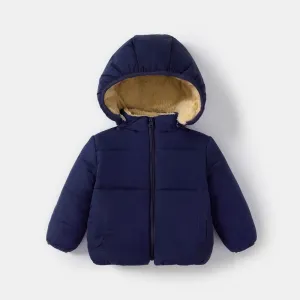 Baby / Toddler Causal Fluff Solid Long-sleeve Hooded Coat #190024