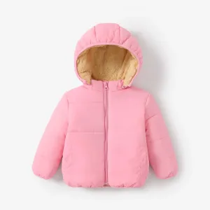 Baby / Toddler Causal Fluff Solid Long-sleeve Hooded Coat #190030