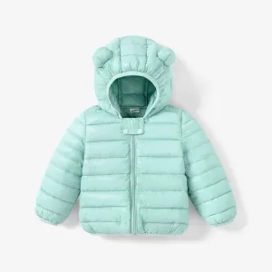 Baby / Toddler Stylish 3D Ear Print Solid Hooded Cotton Coat #189784