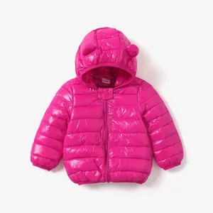 Baby / Toddler Stylish 3D Ear Print Solid Hooded Cotton Coat #189793