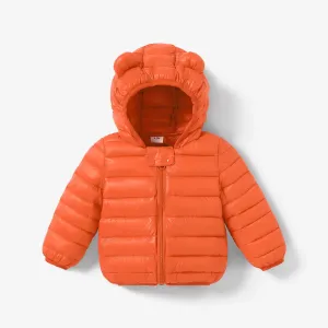 Baby / Toddler Stylish 3D Ear Print Solid Hooded Cotton Coat #189796