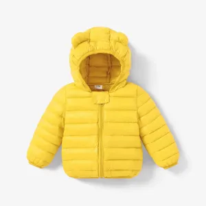 Baby / Toddler Stylish 3D Ear Print Solid Hooded Cotton Coat #189829