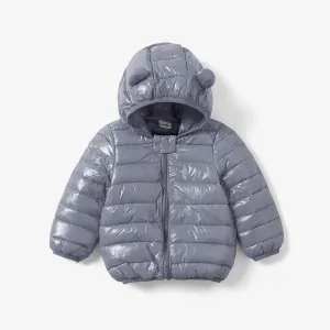 Baby / Toddler Stylish 3D Ear Print Solid Hooded Cotton Coat #189831