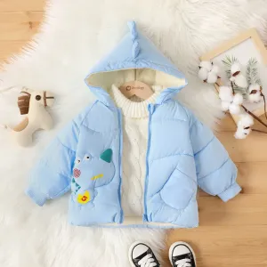Toddler Boy Childlike 3D Dinosaur Print Cotton-Padded Winter Coat #1063663