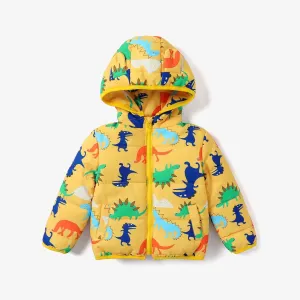 Toddler Boy Childlike Dinosaur Pattern Zipper Cotton-Padded Winter Coat #1063640