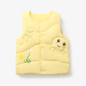Toddler Boy/Girl Childlike Octopus Print Cotton-Padded Vest Coat #1063649
