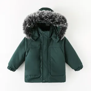 Toddler Boy/Girl Trendy Faux Fur Hooded Zipper Parka Coat #207887