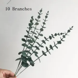 10-pack Artificial Greenery Stems Eucalyptus Leaf Fake Plants Branches Greens Bushes for Wedding Home Dining Table Office Decor