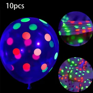 10-pack Colorful Flashing Luminous Balloon Lights for Wedding Birthday Party Decorations (Glow Under Violet Light) #192714