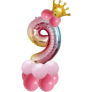 14 Gradient Number Pillars Birthday Party Decorative Aluminum Film Balloons #899224