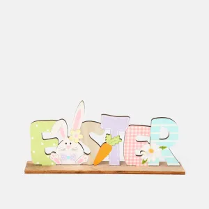 1pc Easter Decoration Wooden Spring Easter Letter Ornaments Easter Party Home Decor Supply #733714