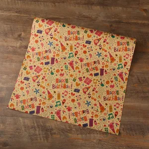 2-pack Happy Birthday Wrapping Paper Thick Kraft Brown Gift Wrapping Paper Flower Snack Wrapping Paper #197908