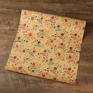 2-pack Happy Birthday Wrapping Paper Thick Kraft Brown Gift Wrapping Paper Flower Snack Wrapping Paper #197910