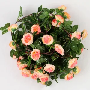 22 Heads Fake Rose Vine Artificial Flowers Hanging Rose Ivy Plants Wedding Valentine's Day Party Home Garden Background Decor #196904