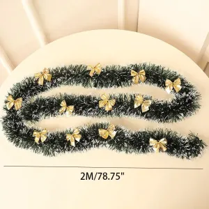 2m Green and White Edge Christmas Snowflake Tinsel Garland - Perfect Holiday Decoration #1196108