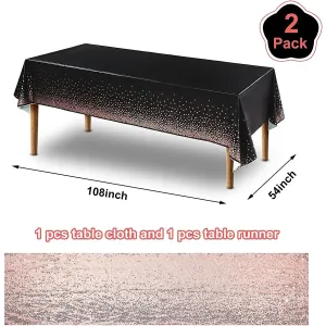 2pcs Tablecloth with Sequins Doily Set Polka Dot Glitter Decoration Birthday Wedding Anniversary Party Supplies #903062