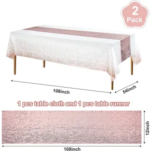 2pcs Tablecloth with Sequins Doily Set Polka Dot Glitter Decoration Birthday Wedding Anniversary Party Supplies #903063