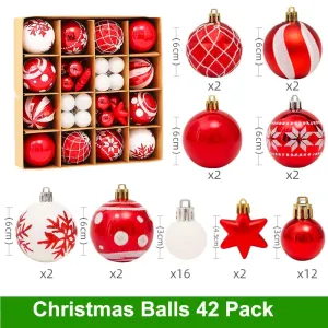 42-pack/44-pack Christmas Ball Ornaments Set with Stuffed Delicate Glittering Decorations for Xmas Tree Wreath Garland Decor #807011