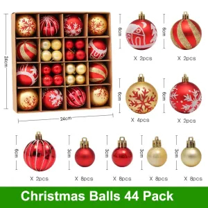 42-pack/44-pack Christmas Ball Ornaments Set with Stuffed Delicate Glittering Decorations for Xmas Tree Wreath Garland Decor #807012