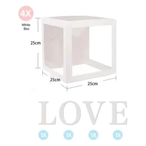 4pcs Valentines Day Decorations Transparent Balloons Boxes with 4 Letters LOVE for Valentine's Day Anniversary Wedding Engagement Party Supplies Decor