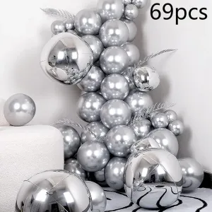 69pcs 4D Metal Balloon Set for Birthday and Theme Party Decoration