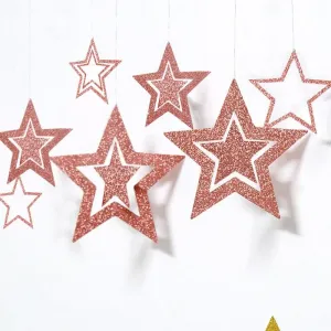 7-pack Glitter Hollow Stars Paper Garland Bunting Hanging Decor Banner Backdrop Decoration for Mubarak Eid Festival Party Decor #1215341