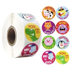 Animal-themed Encouragement Decoration Adhesive Sticker Labels - 500 Stickers #1076606