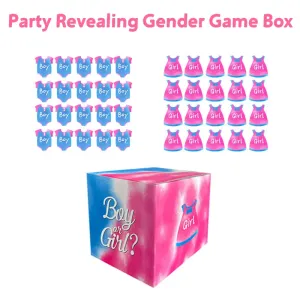 Baby Gender Reveal Voting Box with Ballot Cards Baby Shower Decorations Party Invitations and Voting Games Gender Reveal Party Supplies (Pink, Blue)