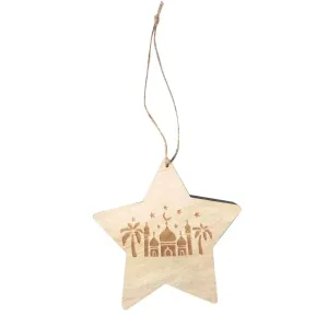 Creative Wooden Stars Carving Pattern Ornament Hanging Pendant for Eid Mubarak Party Supplies Home Decoration #1214280