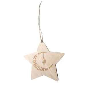 Creative Wooden Stars Carving Pattern Ornament Hanging Pendant for Eid Mubarak Party Supplies Home Decoration #1214282