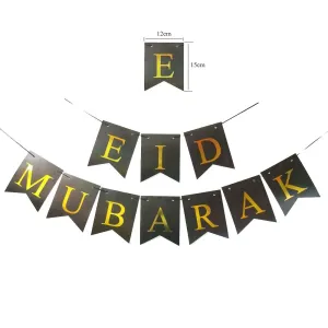 Eid Mubarak Banner Paper Banner Bunting Eid Mubarak Outdoor Indoor Home Party Hanging Decor #1215336
