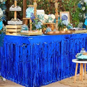 Fringe Table Skirt for Rectangle Tables Hotel Banquet Parade Floats Mardi Gras Bridal Shower Wedding Party Decoration #799073