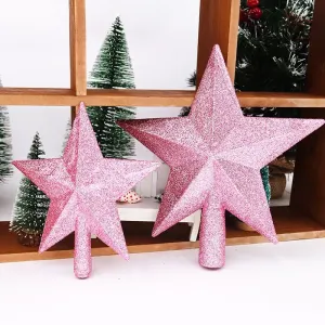Individual Pink Christmas Tree Topper Five-Pointed Star Party Decoration #1163052