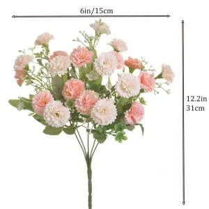 Mix and Match Combinations Available: Carnation, Peony, and Eucalyptus Artificial Flower Bouquets for Home and Party Decor #1081305