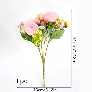 Mix and Match Combinations Available: Carnation, Peony, and Eucalyptus Artificial Flower Bouquets for Home and Party Decor #1081306