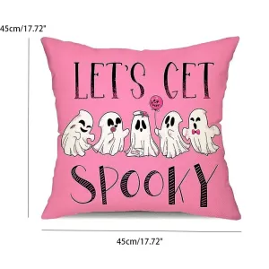 Pink Halloween Linen Pillowcase (No Pillow Core) #1167149
