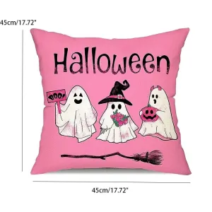 Pink Halloween Linen Pillowcase (No Pillow Core) #1167150
