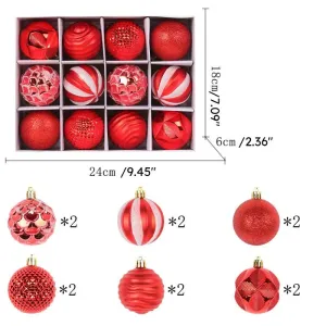 Set of 12 PVC Christmas Tree Baubles - Festive Decorations for Christmas Trees #1163057