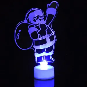 Single LED Colorful Light Christmas Tree, Snowman, and Santa Claus Party Decoration #1195364