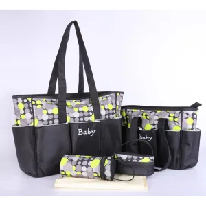 5pcs/set Multifunction Diaper Bag & Baby Bottle Holder & Lunch Bag & Changing Mat #230452