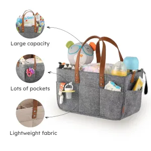 Baby Diaper Caddy Organiser Felt Portable Nursery Bin with Stroller Straps #225085