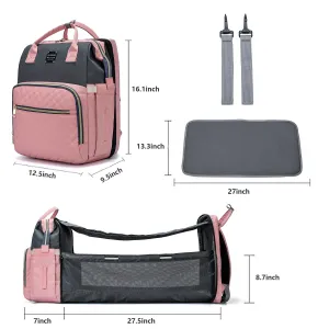 Baby Bag Backpack Diapers Changing Pad Portable Baby Bag Foldable Baby Bed Travel Bag with USB #186829