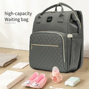 Diaper Bag Backpack Diapers Changing Pad Portable Mummy Bag Foldable Baby Bed Travel Bag with USB #206851