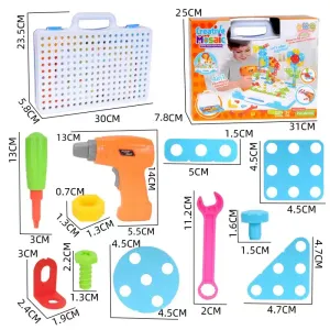 Drilling Screw Creative Mosaic Drill Set Electric Drill Puzzle Toy Assembly DIY Engineering Blocks Building Peg Board Set