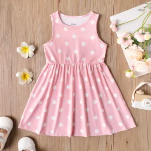 Toddler/Kid Girl Heart Print/Polka dots Sleeveless Dress #235186