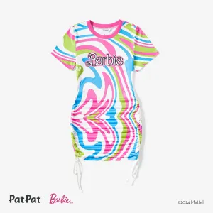 Barbie Mommy and Me Logo and Allover Colorful Grahic Print Fashionable Fitted Bodycon Dress #1320080